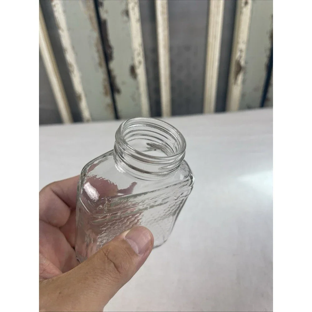 Glass Jar LAKE SHORE Pure HONEY Honeycomb Embossed  * UNIQUE * With Lid!
